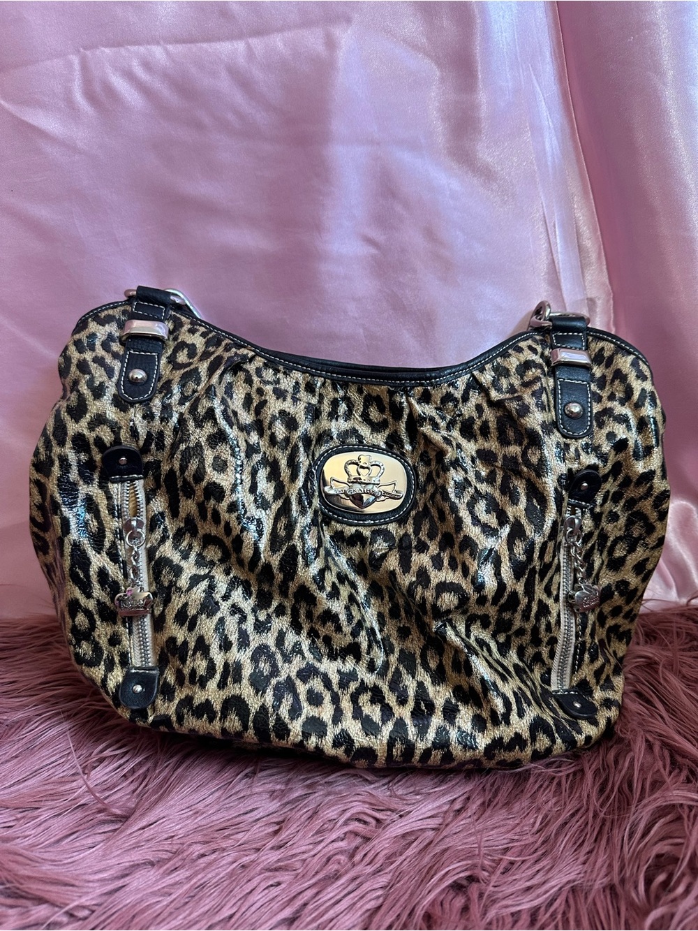 Leisure Leopard Print Shoulder Bag - Gold/Black